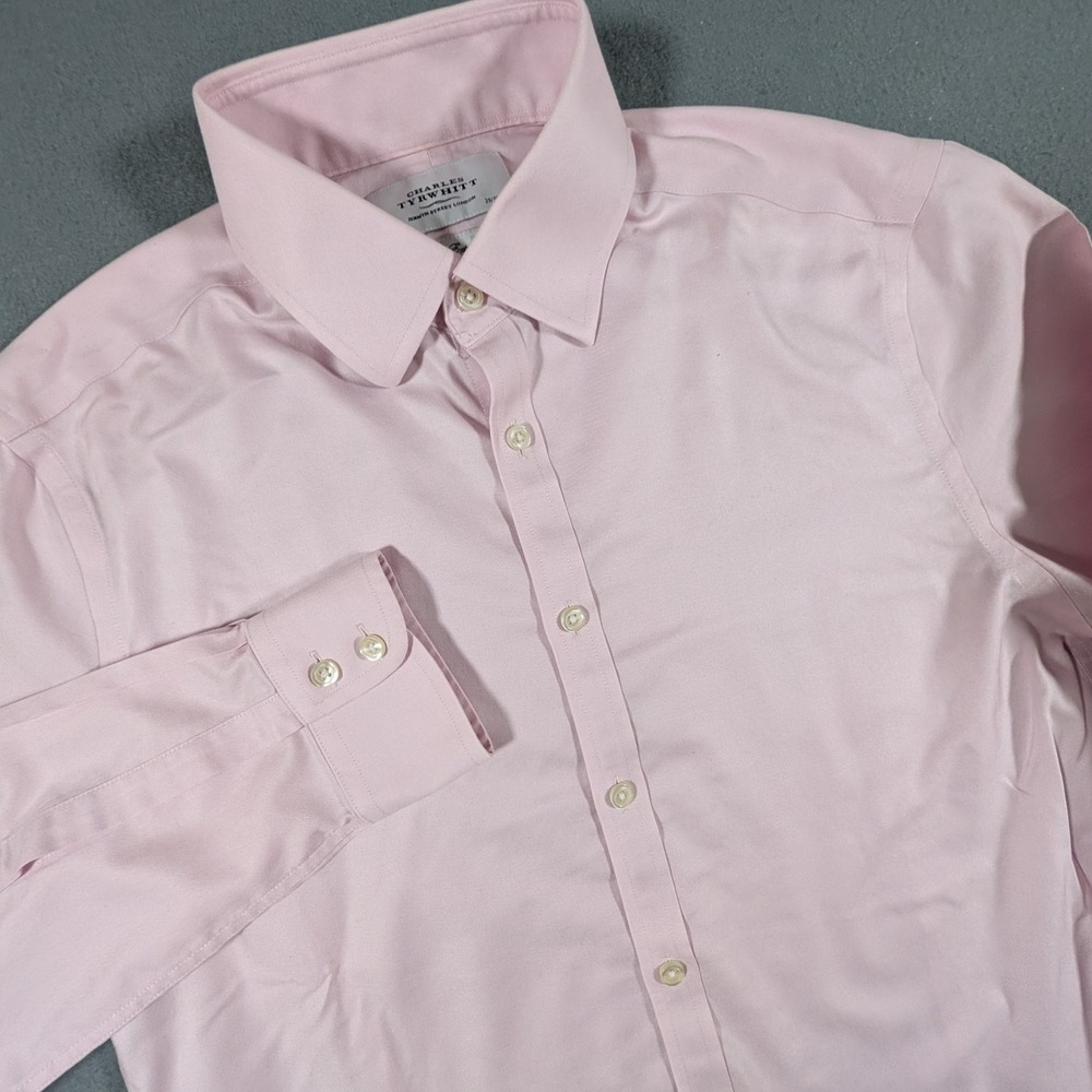 Charles‎ Tyrwhitt Dress Shirt Mens 15.5/36 Extra Slim Fit Pink Non-Iron Cotton